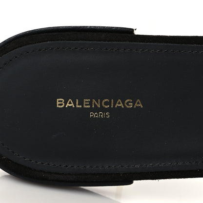 Balenciaga Velvet Silver Hardware Flat Cage Sandals 39.5 Black 7 of 9