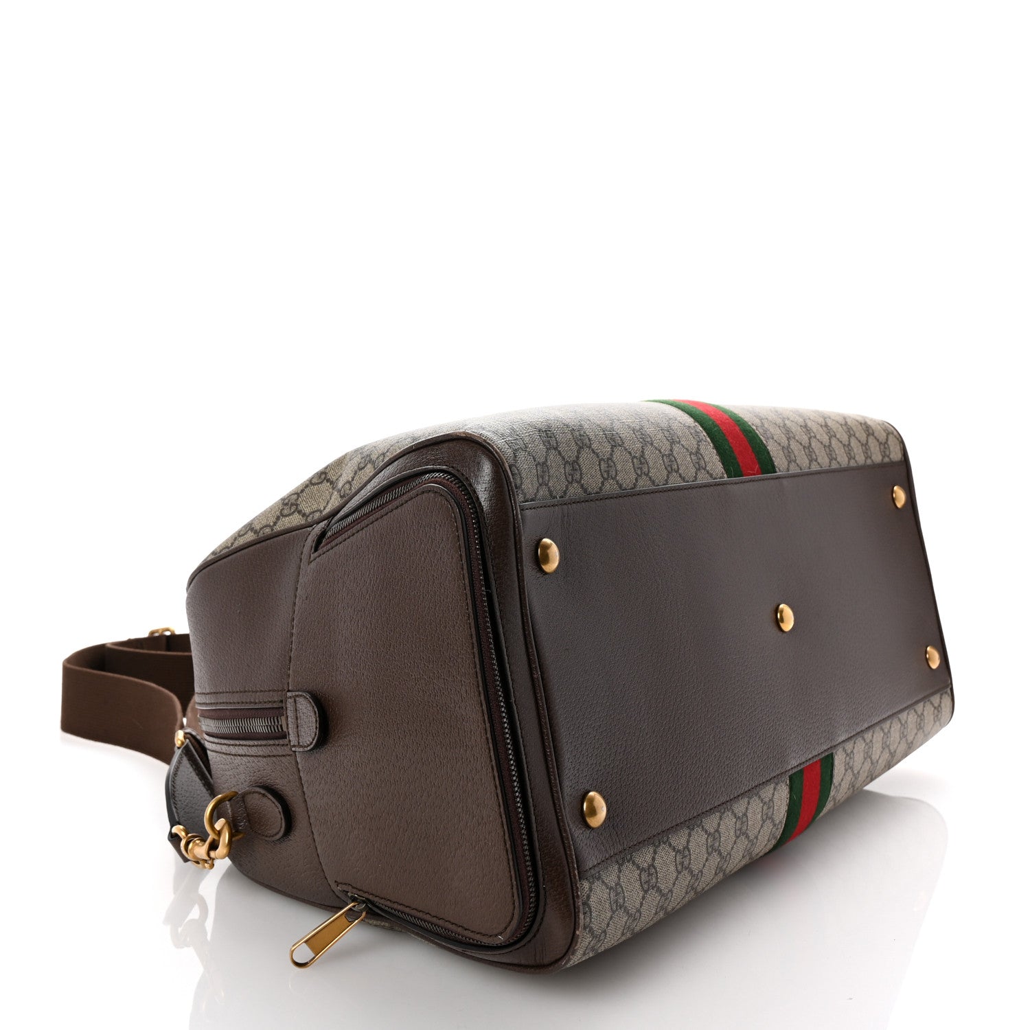 Gucci GG Supreme Monogram Textured Dollar Calfskin Web Large Savoy Bowling Bag Beige Ebony New Acero 3 of 8