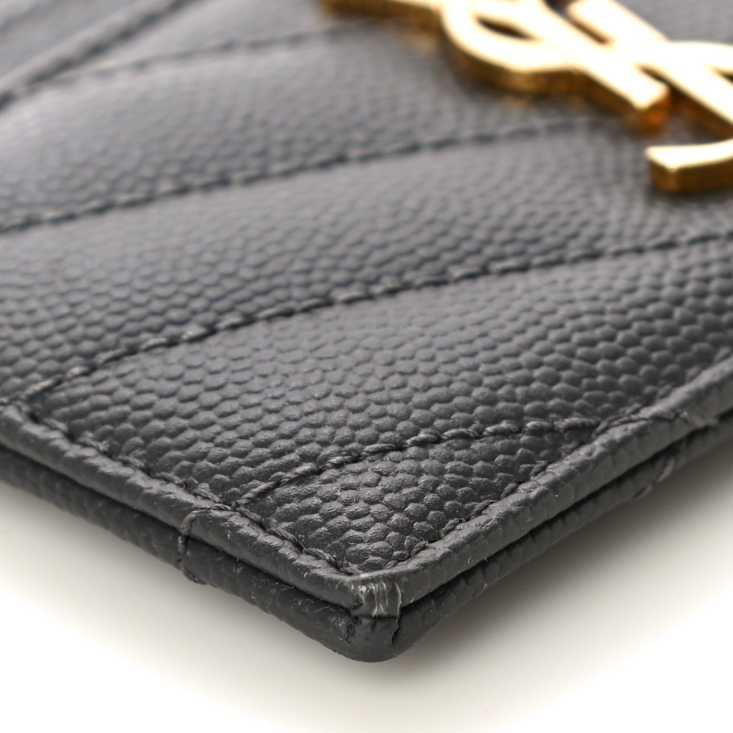 Saint Laurent Grain De Poudre Matelasse Chevron Monogram Credit Card Case Storm 9 of 10