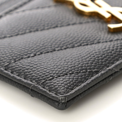Saint Laurent Grain De Poudre Matelasse Chevron Monogram Credit Card Case Storm 9 of 10