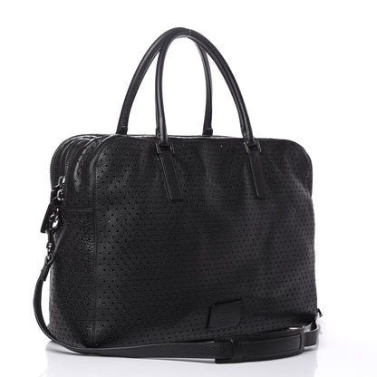 Valentino Garavani Calfskin Perforated Rockstud Large Travel Briefcase Black 3 of 20