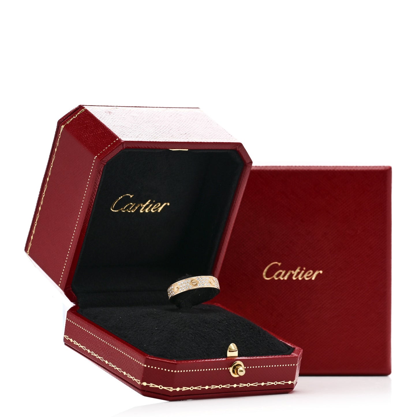 18K Yellow Gold Diamond 4mm LOVE Wedding Paved Band Ring 56 7.75