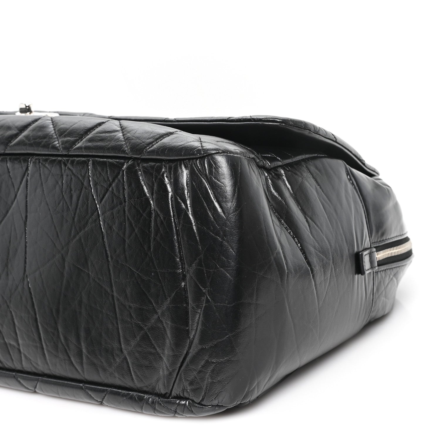 Chanel Aged Calfskin Quilted Large Express Bowling Bag Black 9 of 9