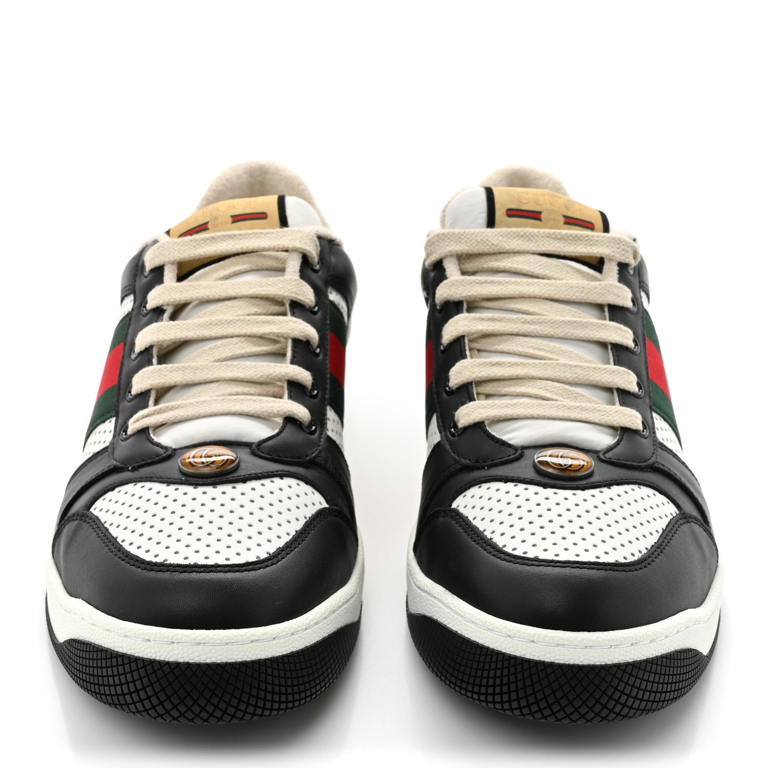Gucci Calfskin Web Mens Screener Sneakers 10.5 Black White 2 of 10