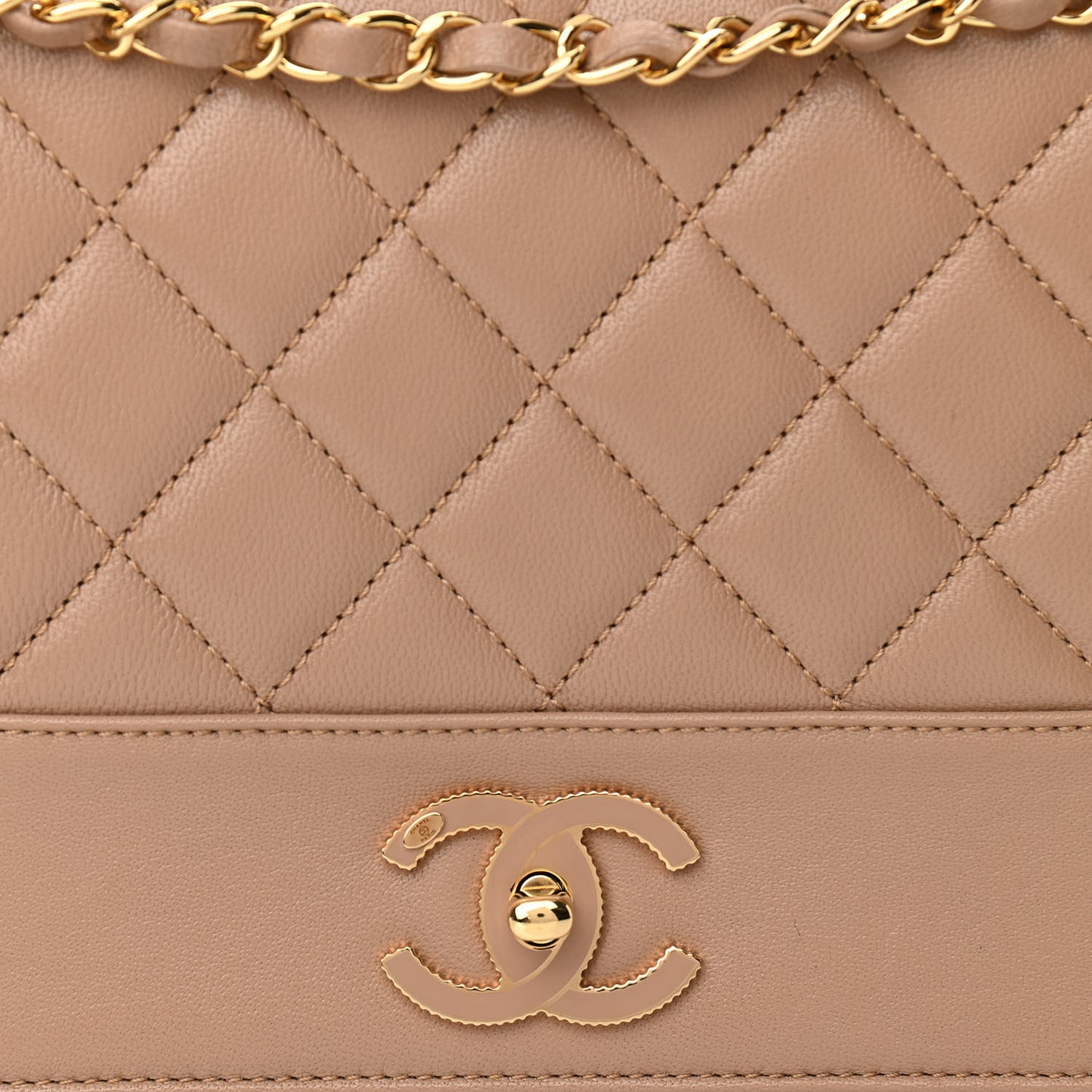 Sheepskin Quilted Vintage Mademoiselle Flap Beige