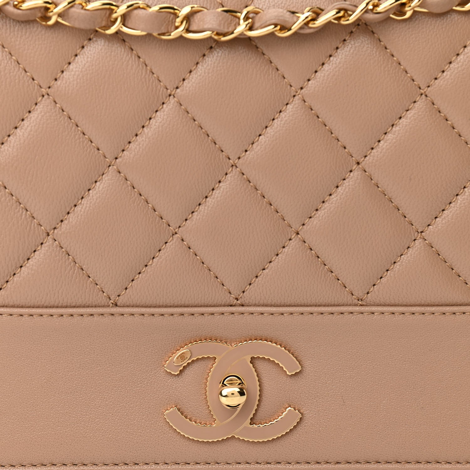 Chanel Sheepskin Quilted Vintage Mademoiselle Flap Beige 8 of 10