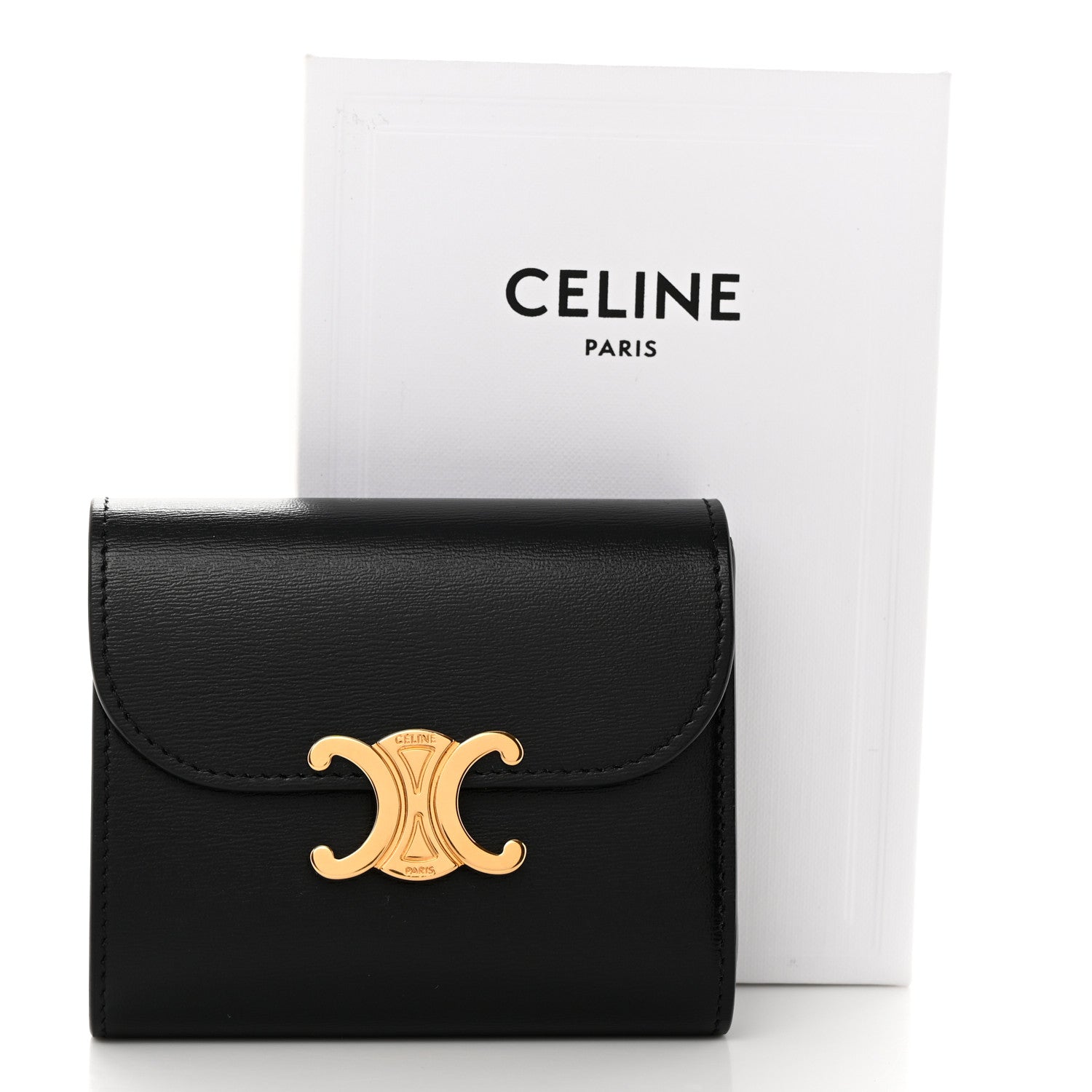 Celine Shiny Calfskin Triomphe Small Wallet Black 8 of 8