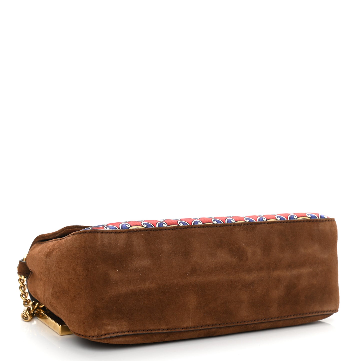 Suede Satin Double F Shoulder Bag Marrone Rosso Blue