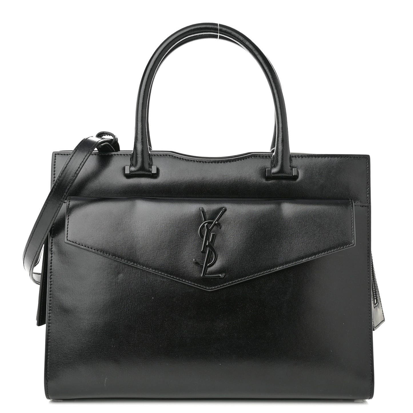 Shiny Calfskin Medium Uptown Tote Black