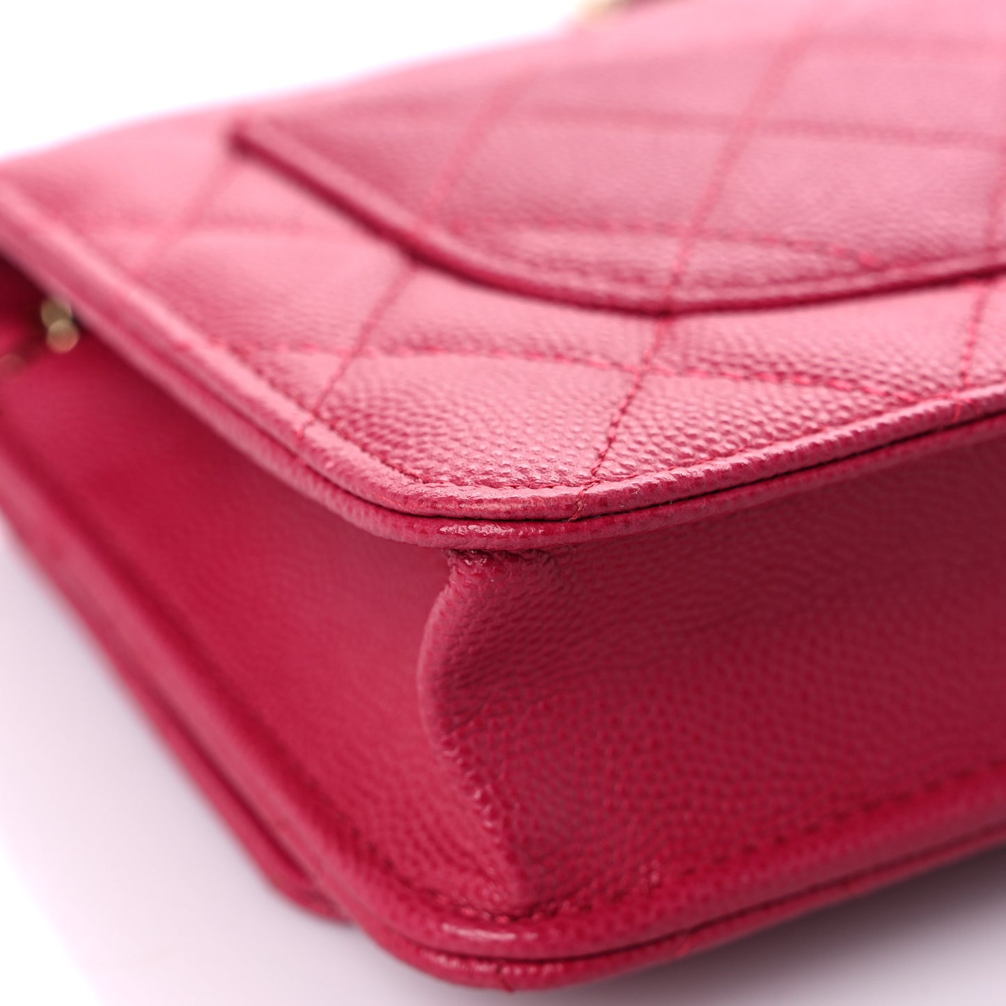 Caviar Quilted Wallet on Chain WOC Dark Pink