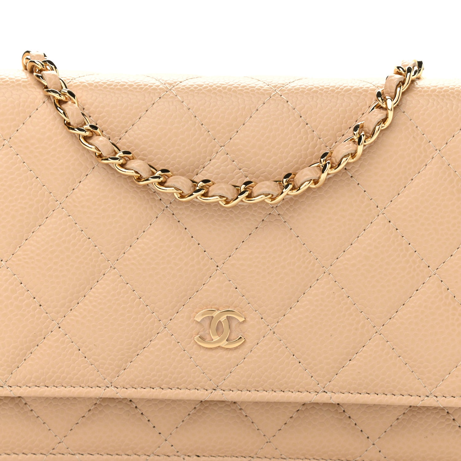 Chanel Caviar Quilted Wallet On Chain WOC Beige 8 of 12