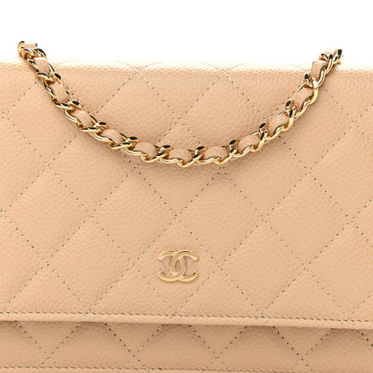 Chanel Caviar Quilted Wallet On Chain WOC Beige 8 of 12