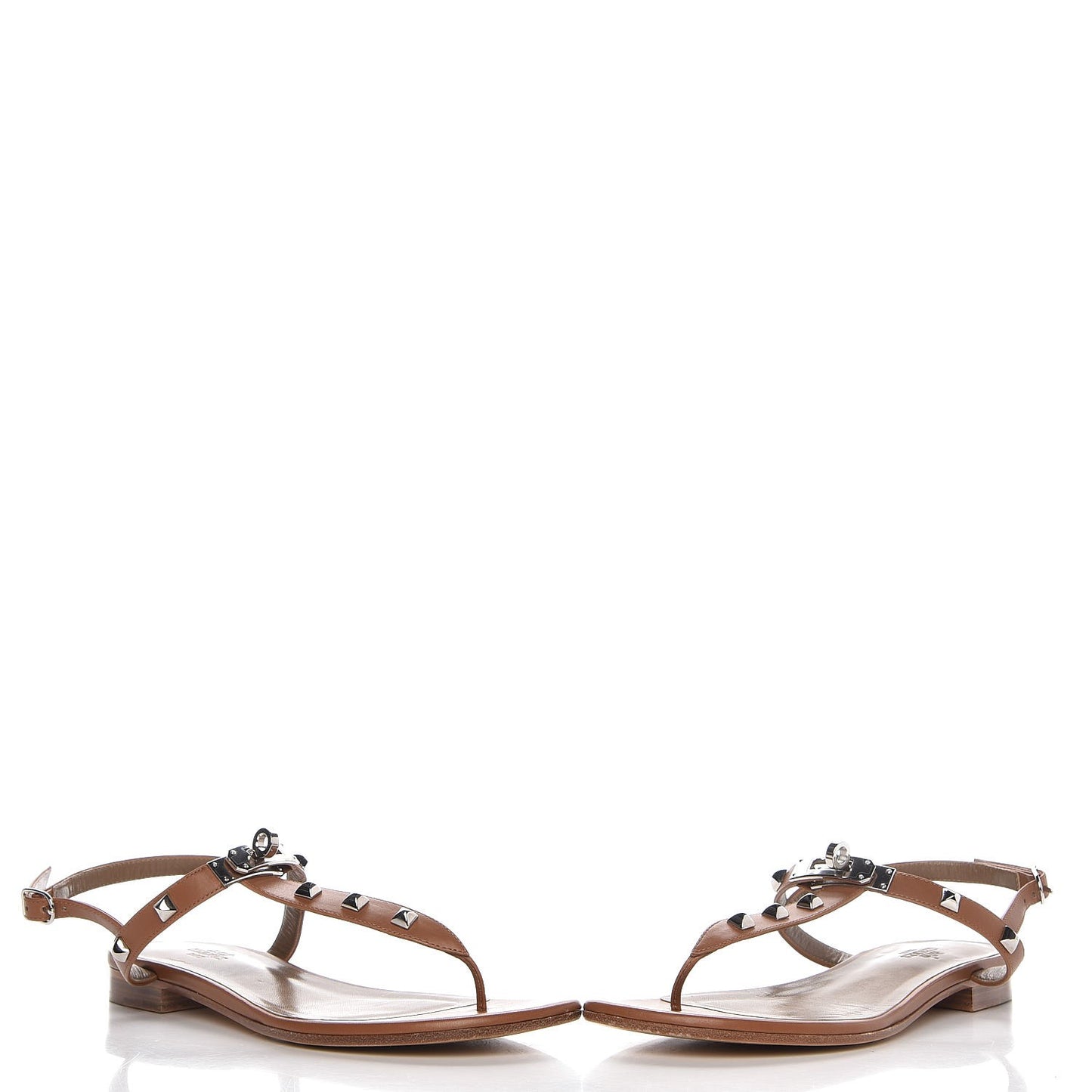 Calfskin Studded Olivia Sandals 37.5 Palissandre