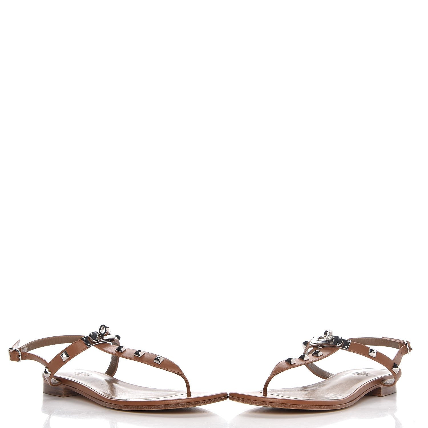 Hermes Calfskin Studded Olivia Sandals 37.5 Palissandre 5 of 9