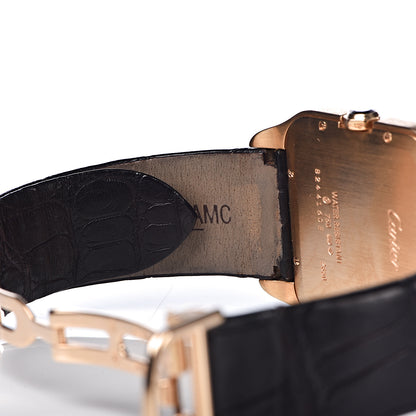 Cartier 18K Pink Gold Alligator 35mm Santos Dumont Collection Privee Manual Winding Watch Black 7 of 12
