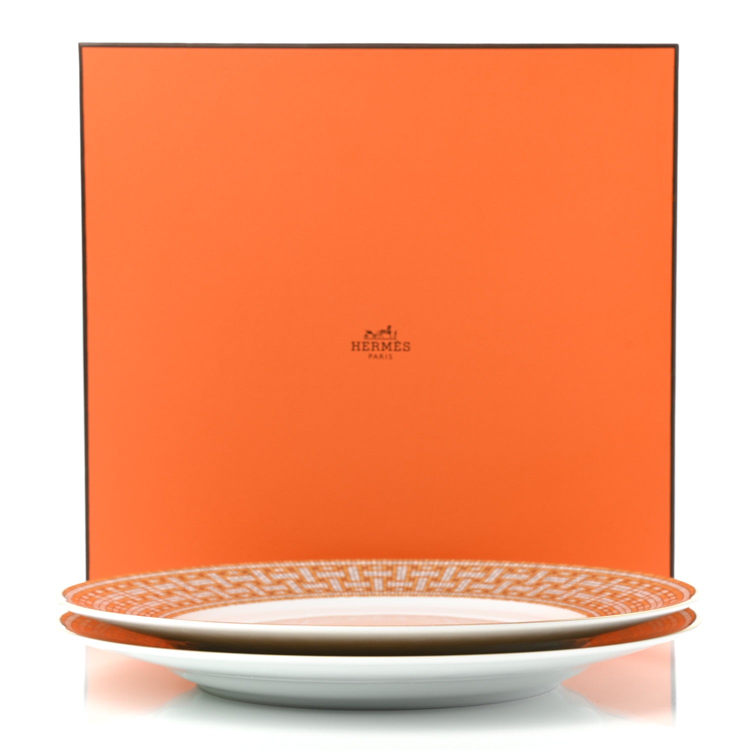 Hermes Porcelain Mosaique Au 24 Gold Dinner Plate Set of 2 9 of 10