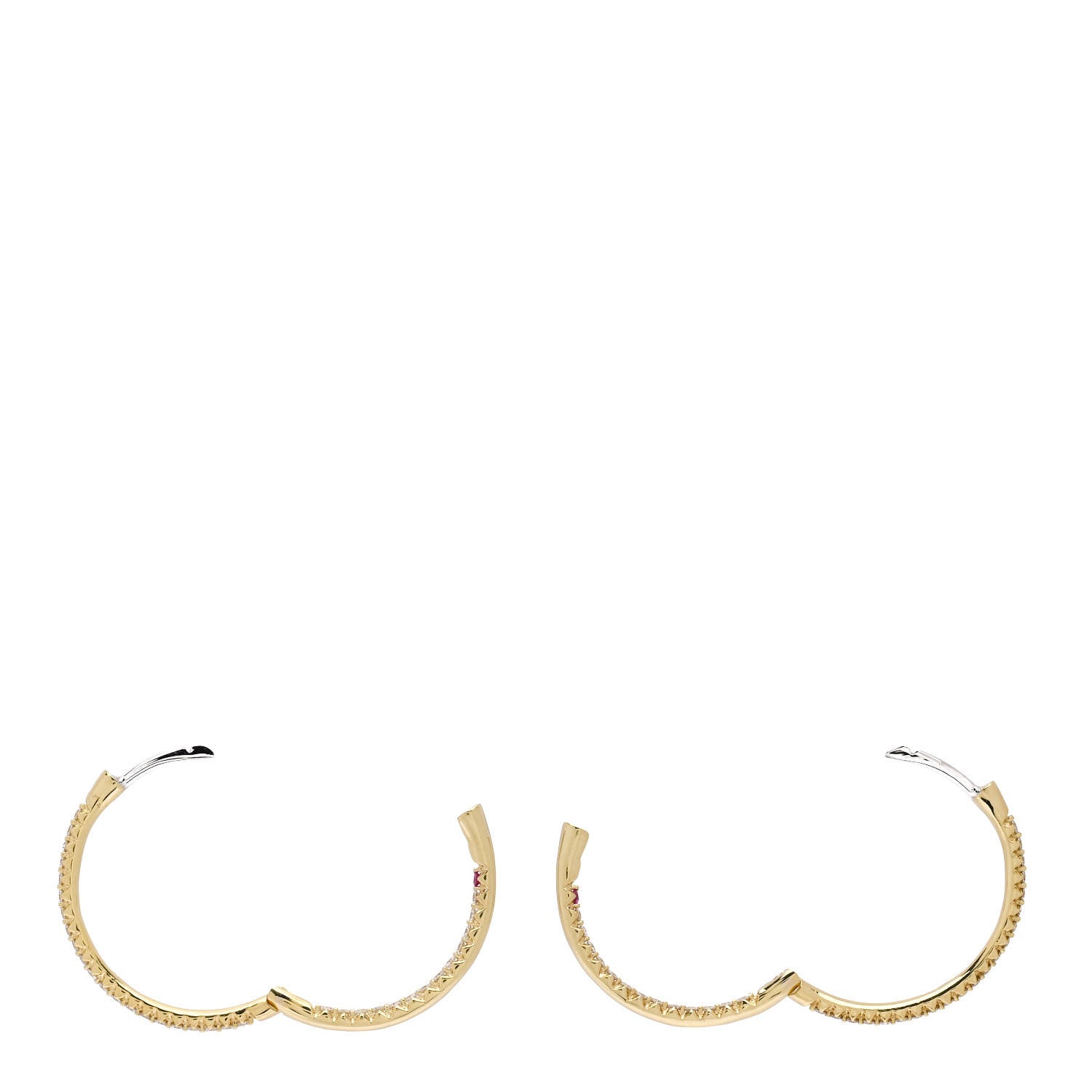 Roberto Coin 18K Yellow Gold Diamond .58ctw Micro Pave Hoop Earrings 3 of 5