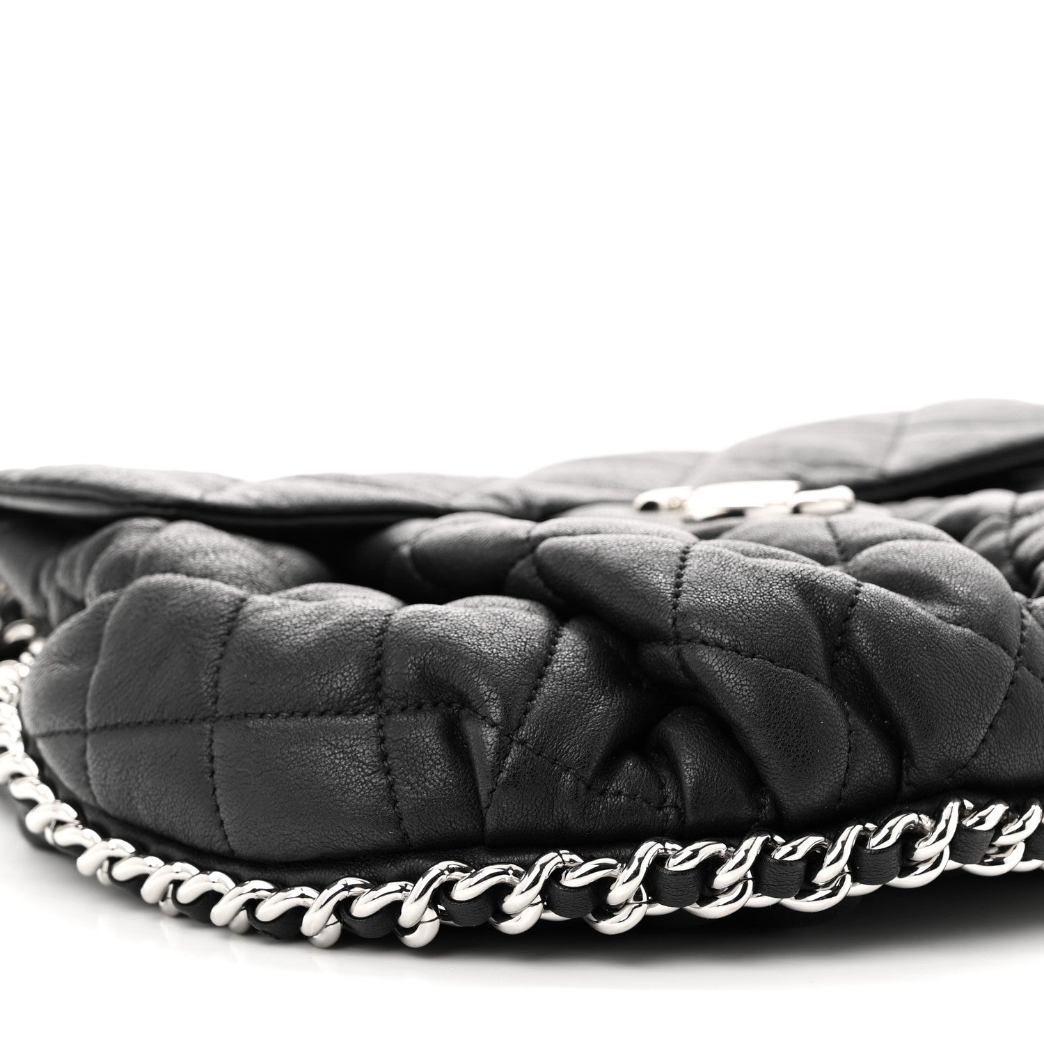 Chanel Washed Lambskin Quilted Medium Chain Around Messenger Black 9 of 11