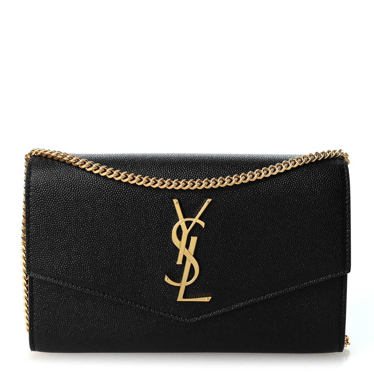 Saint Laurent Grain de Poudre Uptown Chain Wallet Black 1 of 9