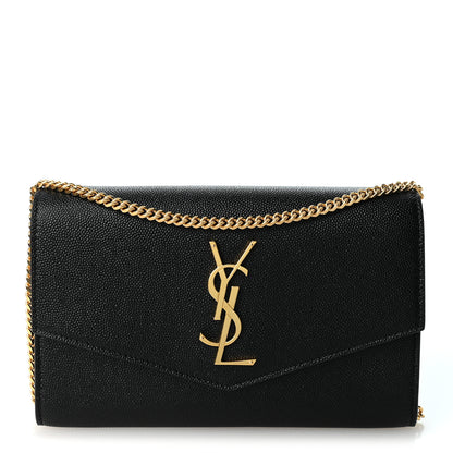 Saint Laurent Grain de Poudre Uptown Chain Wallet Black 1 of 9