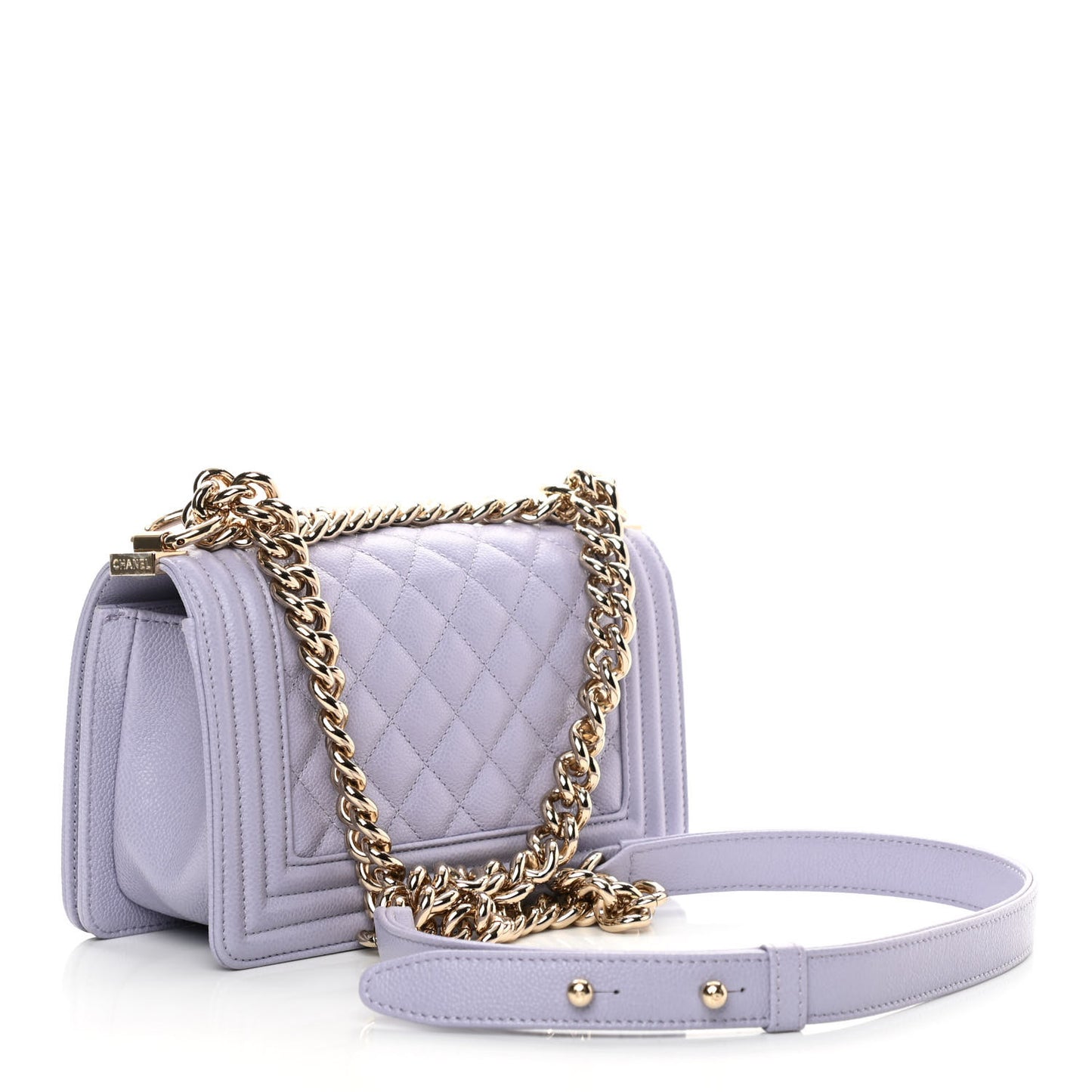 Caviar Quilted Small Boy Flap Light Purple