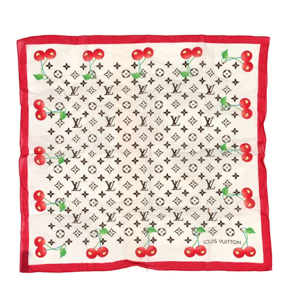 Louis Vuitton Cotton Monogram Cerises Scarf White 1 of 3