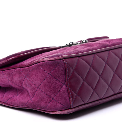 Chanel Suede Lambskin Scallop Quilted Medium Pagoda Flap Purple 9 of 18