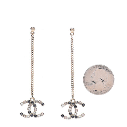 Chanel Crystal CC Drop Earrings Pink Grey Gold 2 of 4