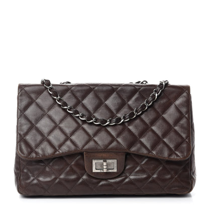Chanel Washed Lambskin Quilted Jumbo Hybrid Reissue Flap Dark Brown 1 of 12