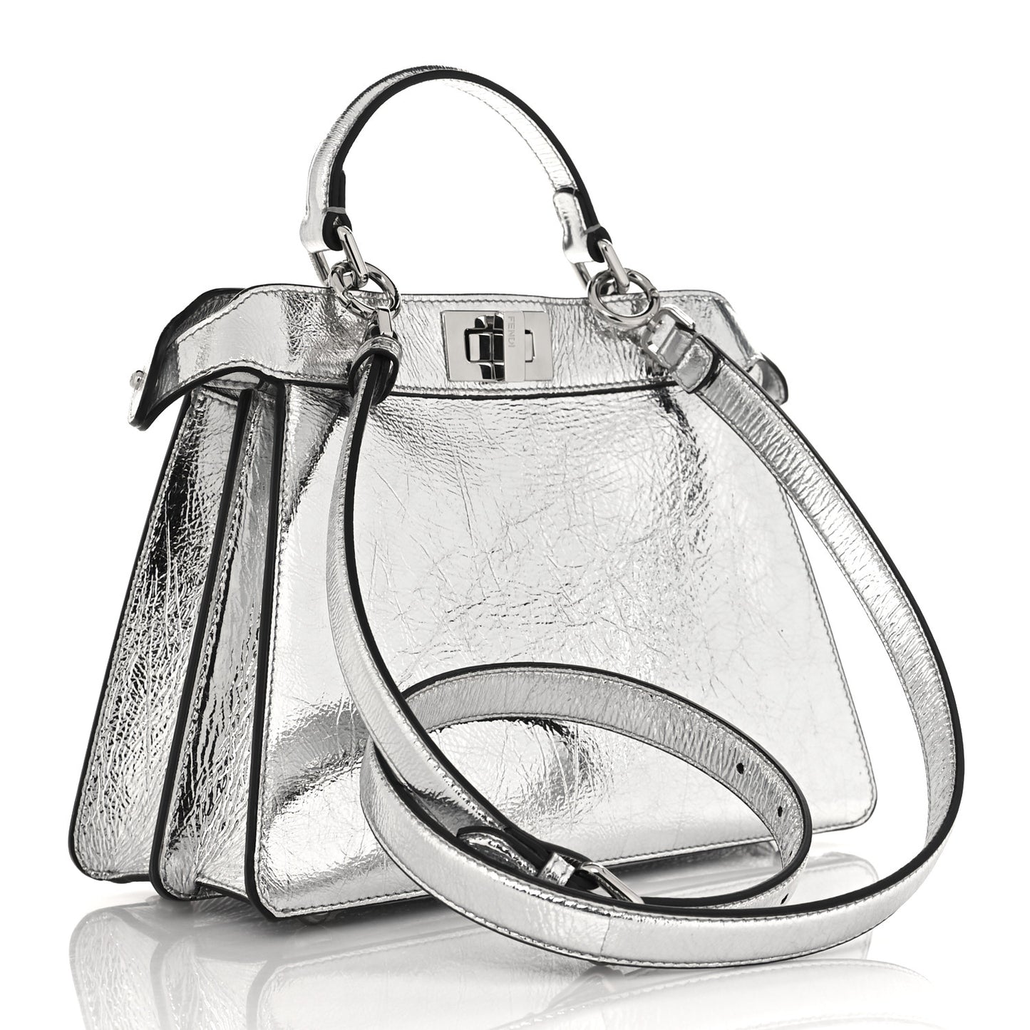 Rock Millenium Laminata Small Peekaboo I SEE U Satchel Argento