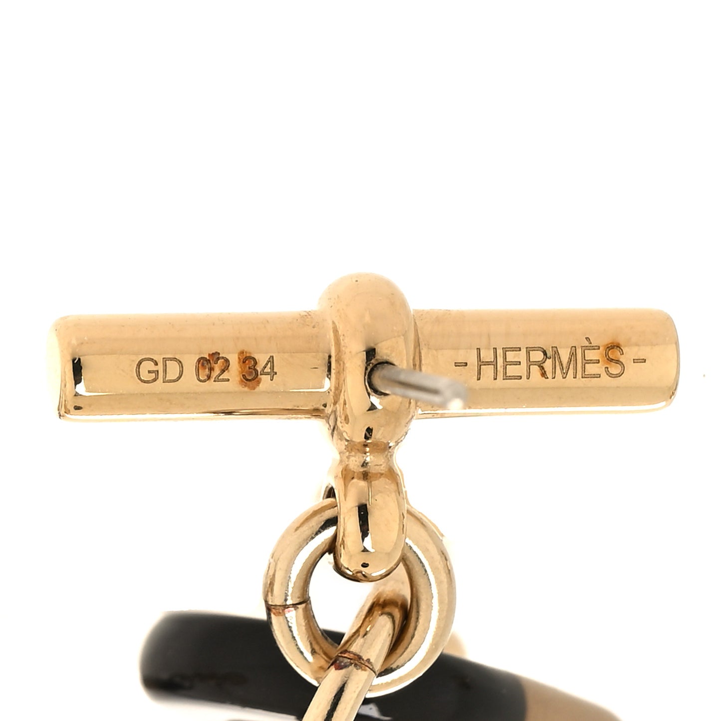 Lacquered Horn Permabrass Small Sur Mer Drop Earrings Gold Black
