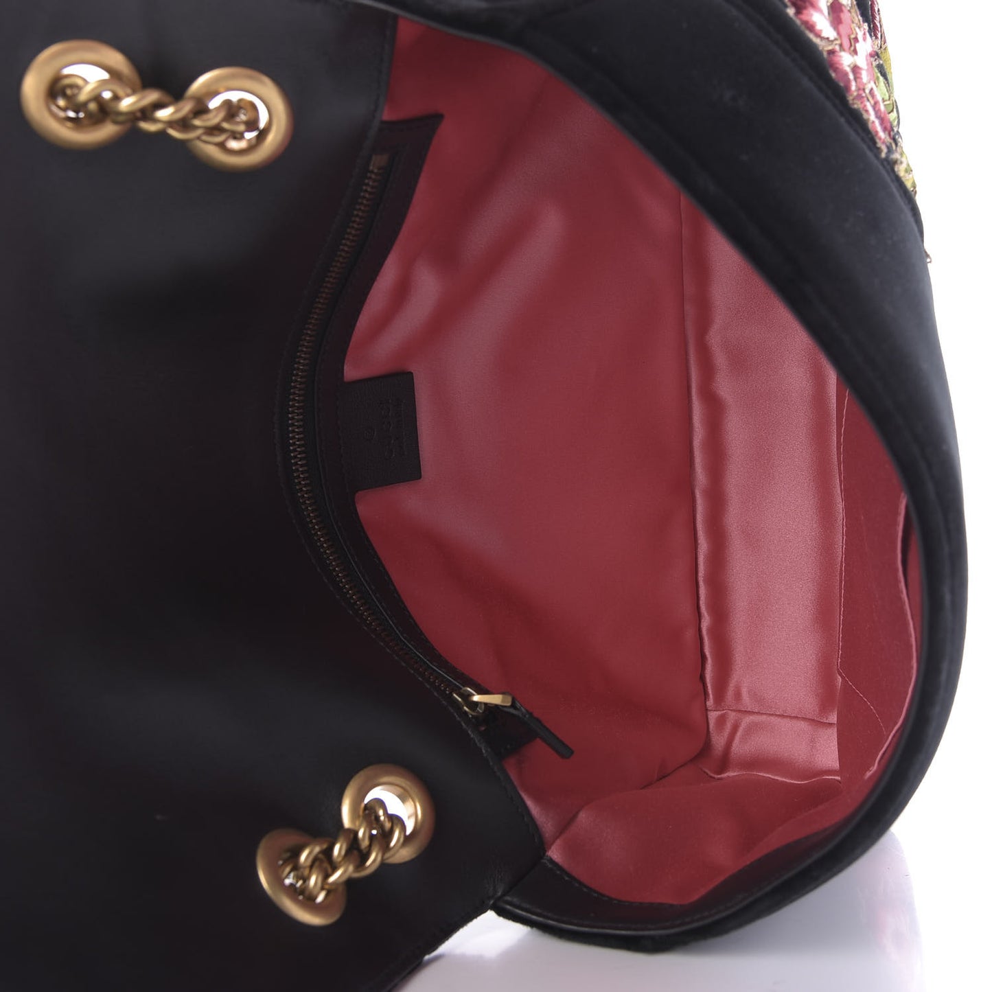 Velvet Matelasse Loved Embroidered Medium GG Marmont Shoulder Bag Black