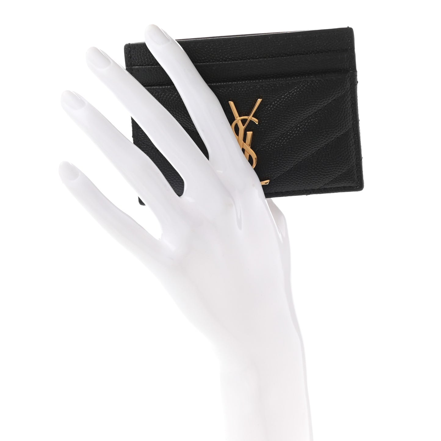 Grain De Poudre Matelasse Chevron Monogram Credit Card Case Black