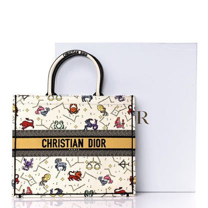 Christian Dior Canvas Embroidered Large Pixel Zodiac Book Tote Latte Multicolor 12 of 12