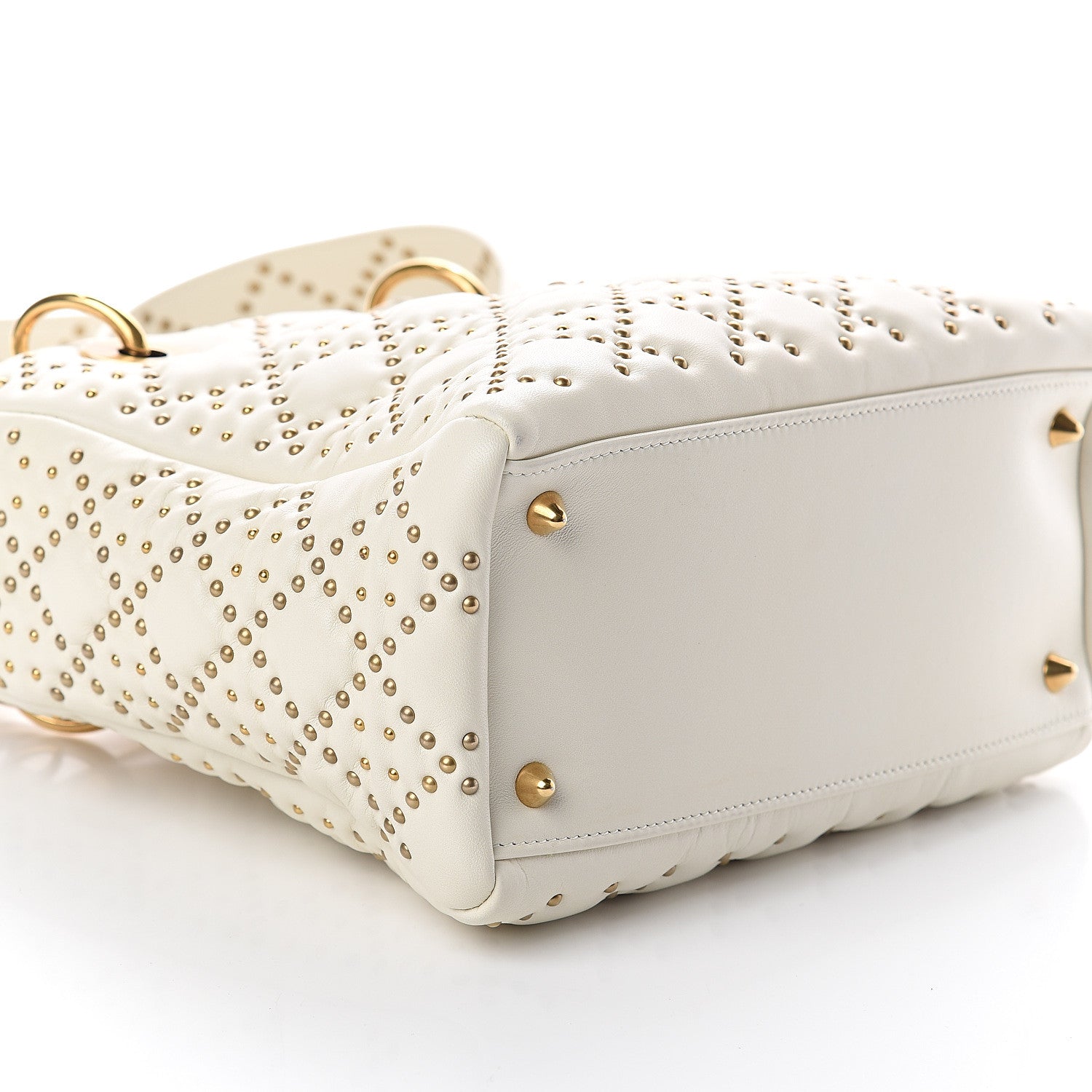 Christian Dior Calfskin Cannage Studded Medium Supple Lady Dior White 7 of 8