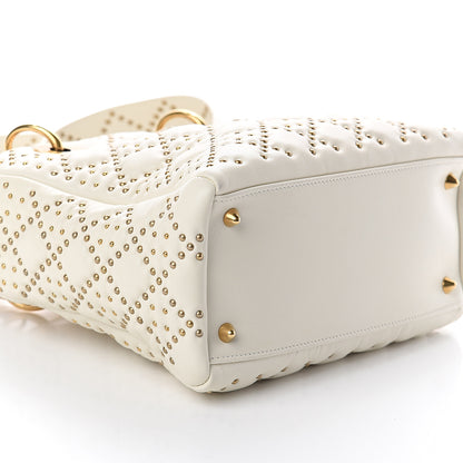 Christian Dior Calfskin Cannage Studded Medium Supple Lady Dior White 7 of 8