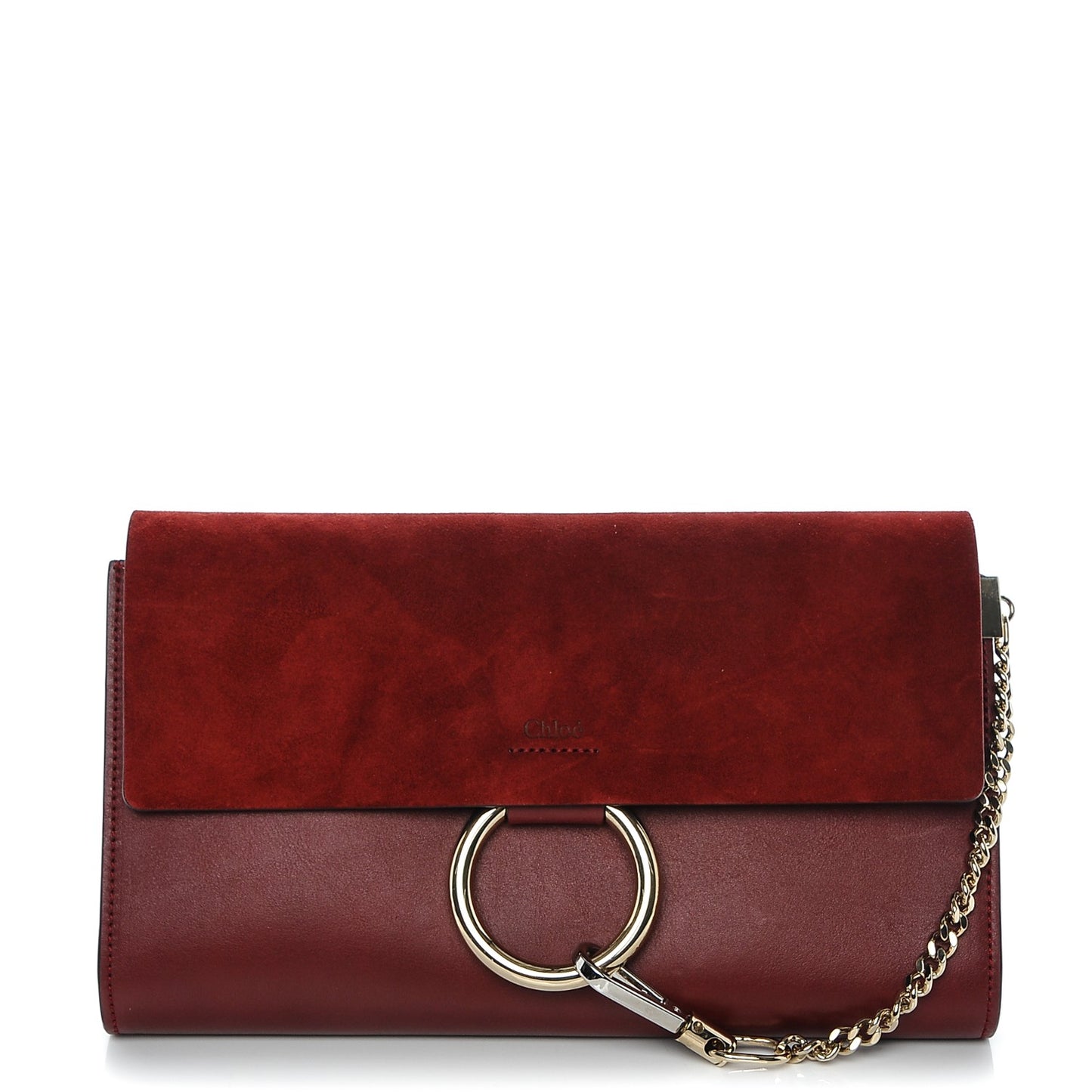Suede Calfskin Faye Clutch Plum Purple