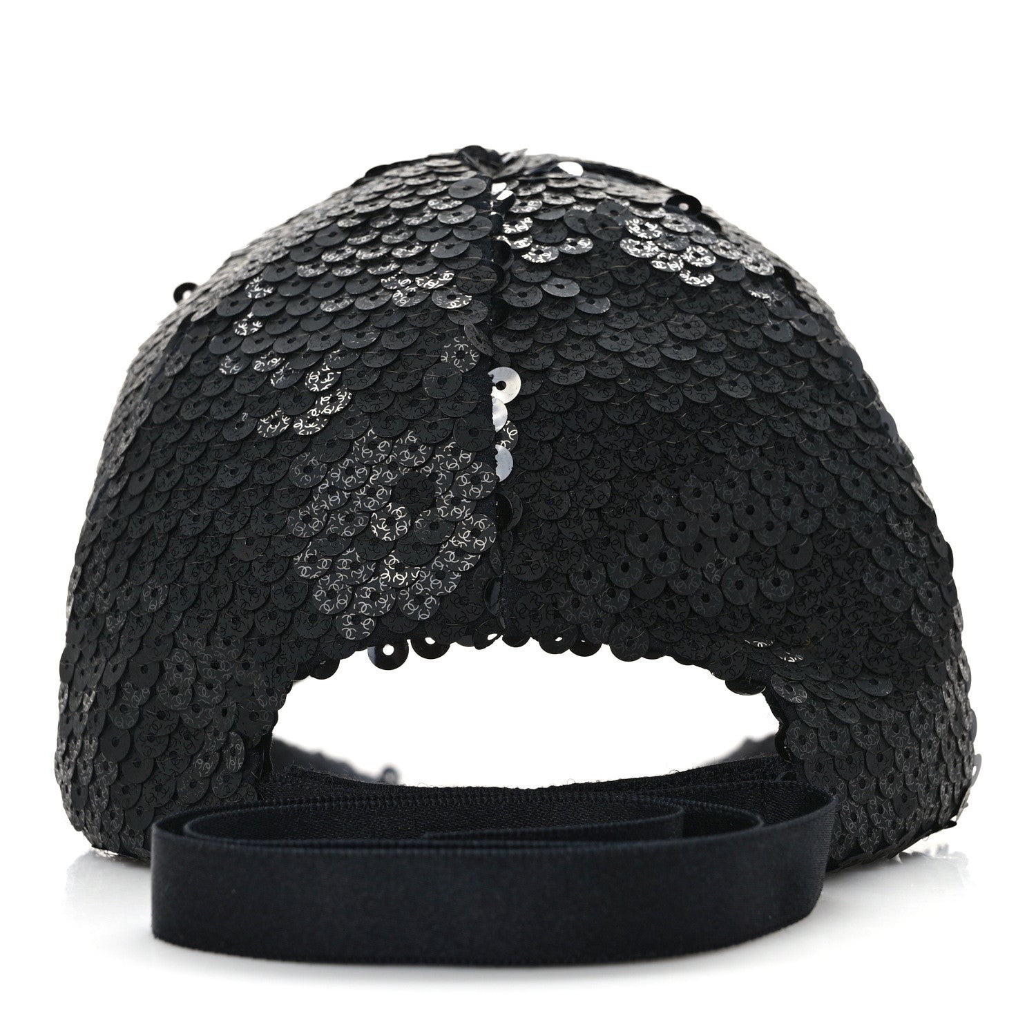 Chanel Sequin Embellished CC Baseball Cap Hat Black 6 of 8