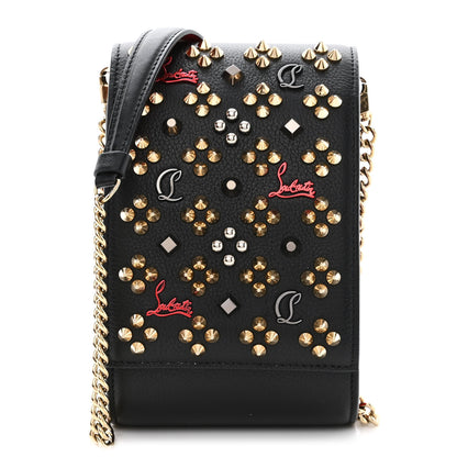 Christian Louboutin Calfskin Spikes Loubinthesky Paloma Crossbody Phone Case Black Multicolor 1 of 10