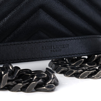 Saint Laurent Sheepskin Matelasse Chevron Patchwork Monogram Medium College Bag Black 14 of 17