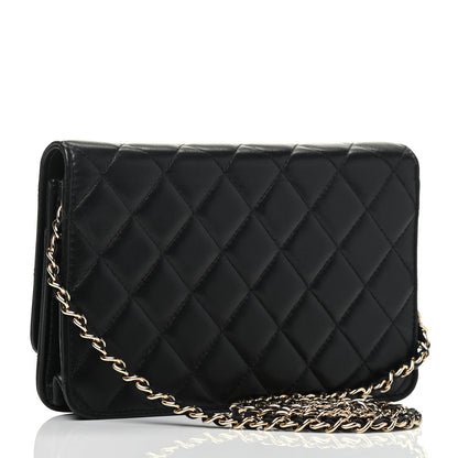 Chanel Lambskin Camellia Wallet on Chain WOC Black 3 of 10