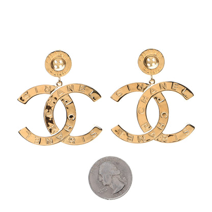 Chanel Metal Large Paris Button Earrings Gold 2 of 7