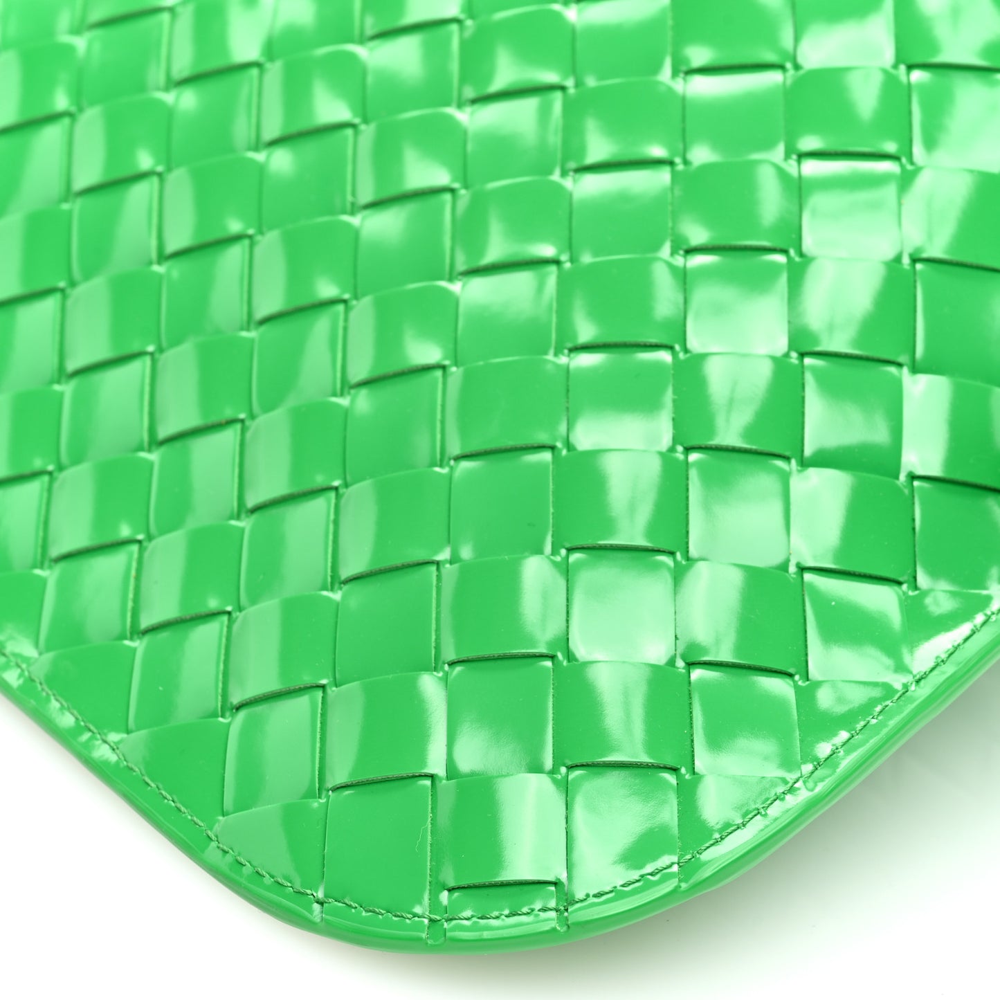 Brushed Calfskin Intrecciato Cradle Fold Over Shoulder Bag Parakeet