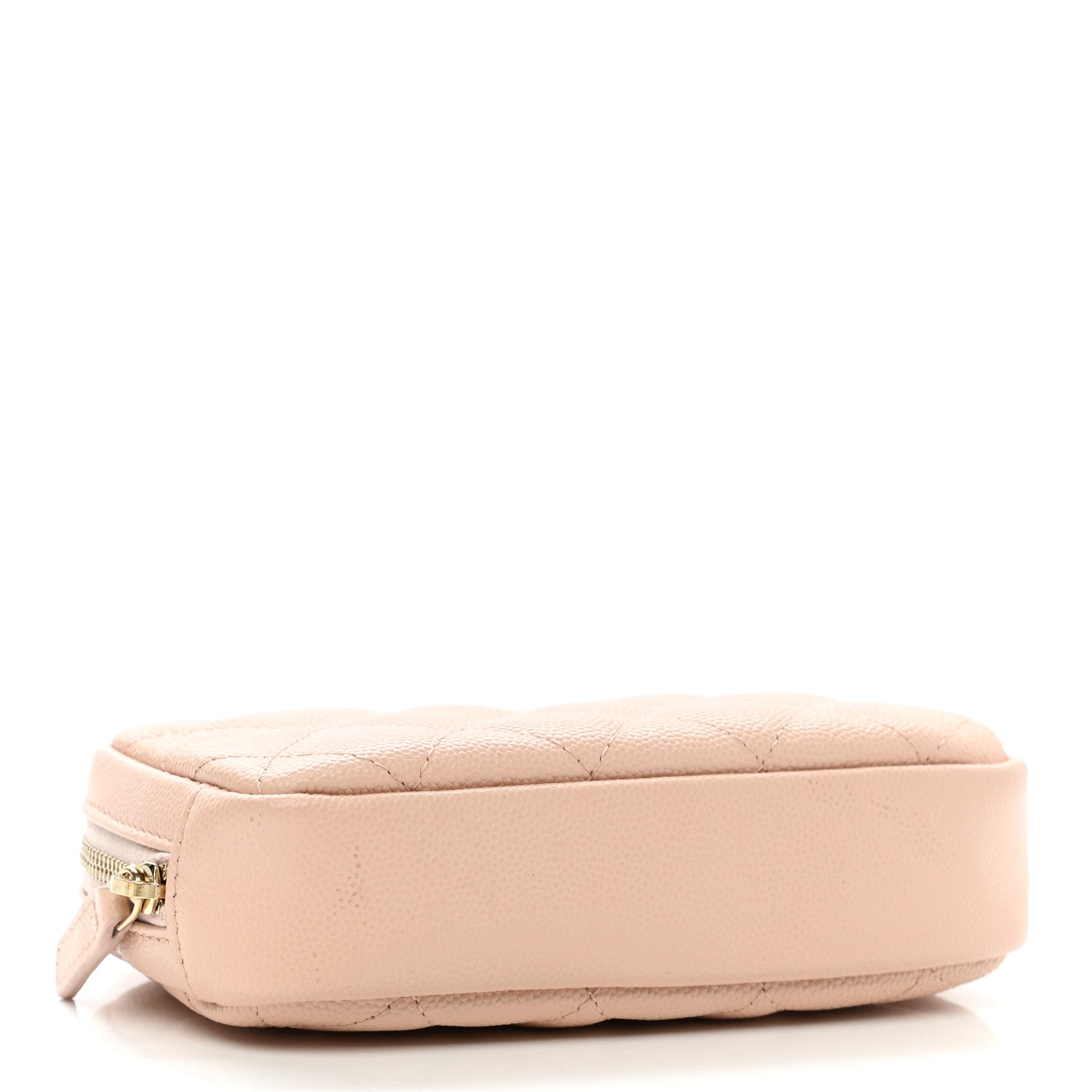Chanel Caviar Quilted Small Curvy Pouch Cosmetic Case Light Beige 3 of 10