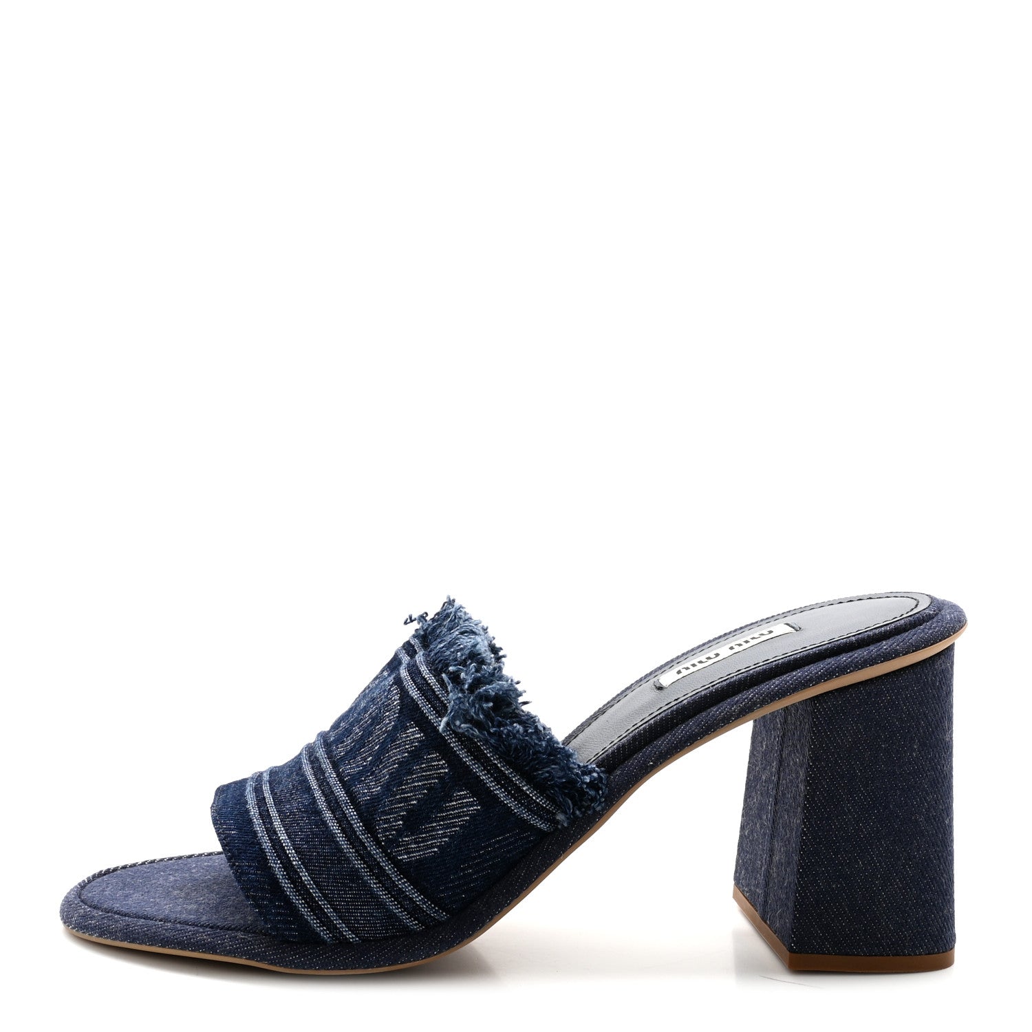 Miu Miu Denim Logo Sandals 39.5 Bleu 1 of 8