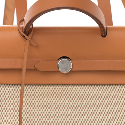 Hermes Toile Vache Calfskin Herbag 30 PM Backpack Natural 9 of 11