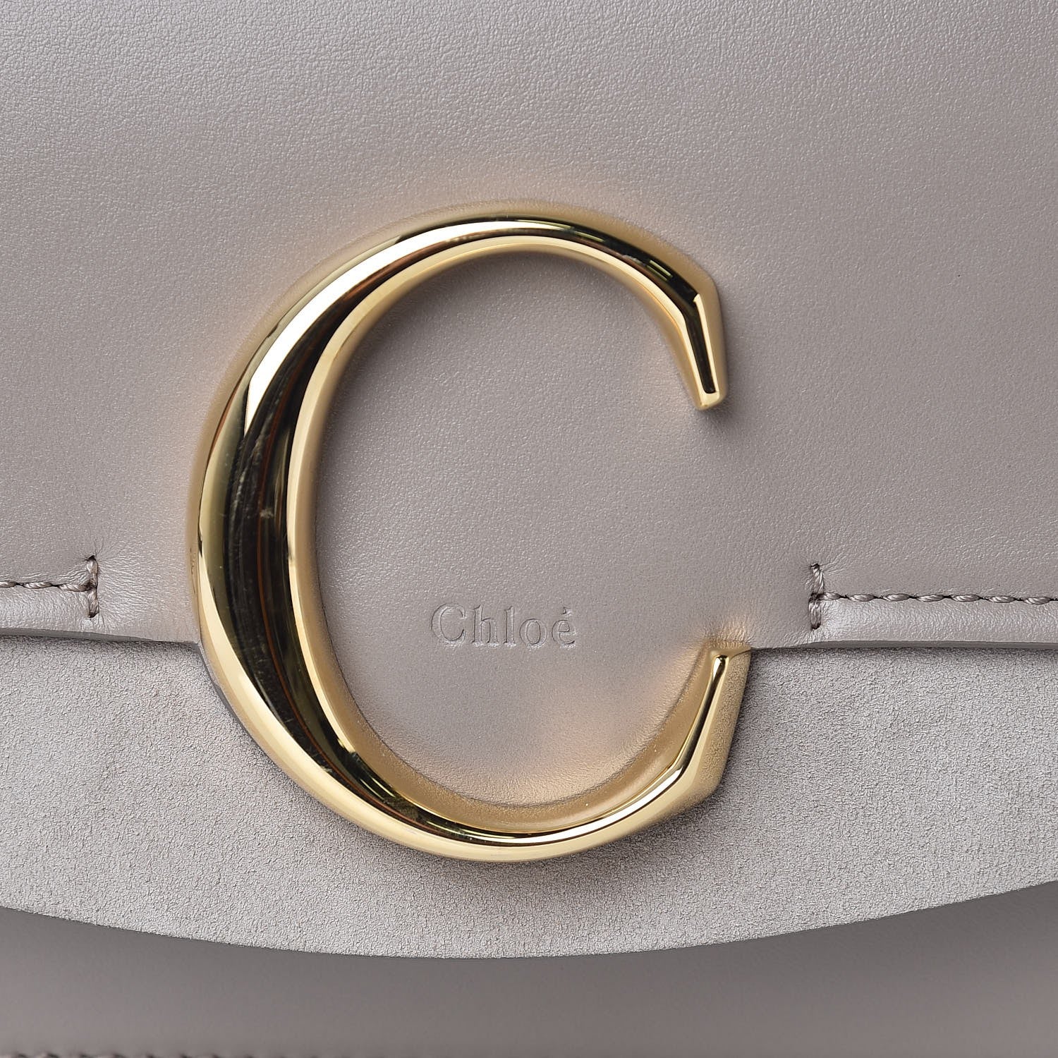 Chloe Calfskin Suede C Clutch With Chain Motty Grey 3 of 8