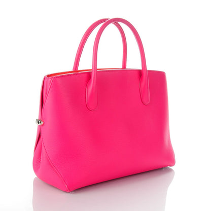 Christian Dior Grained Calfskin Medium Bi-Color Bar Tote Coquelicot 3 of 7