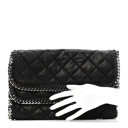 Stella McCartney Shaggy Deer Quilted Falabella Fold Over Clutch Black 2 of 12