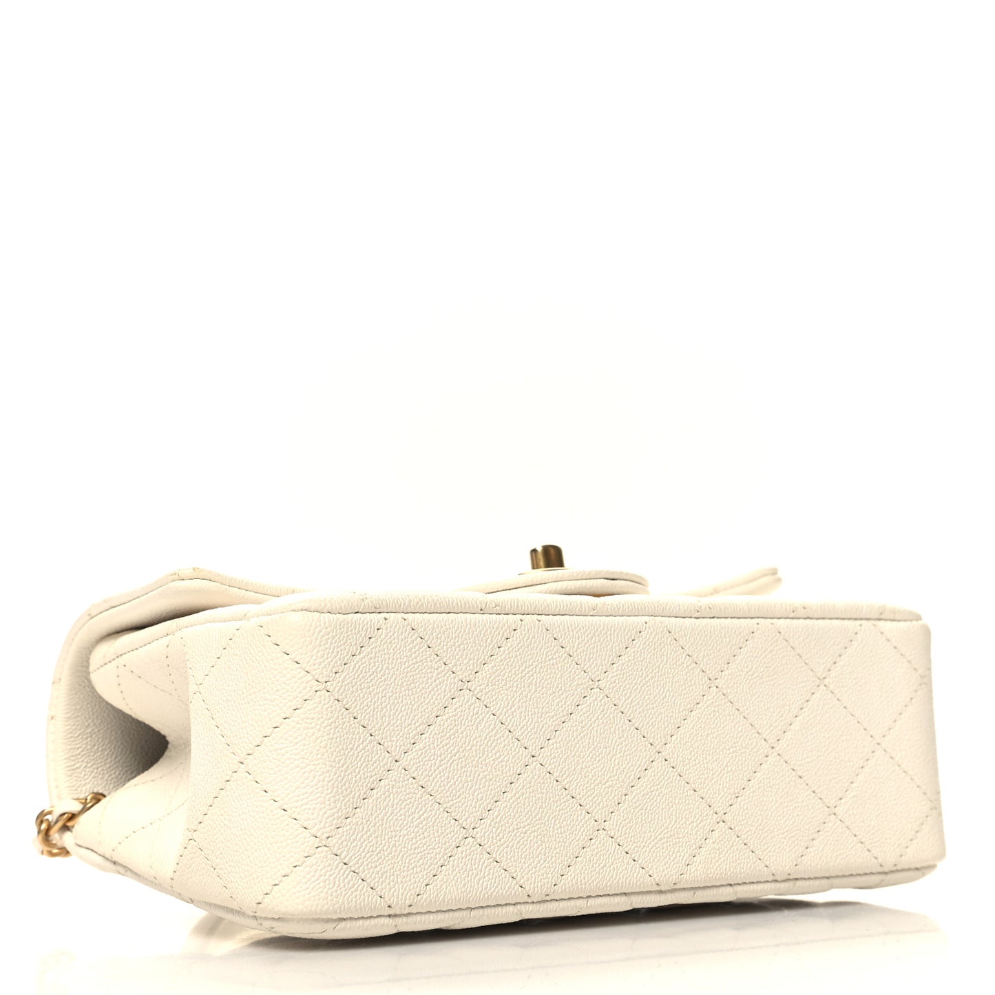 Caviar Quilted Mini Top Handle Rectangular Flap White